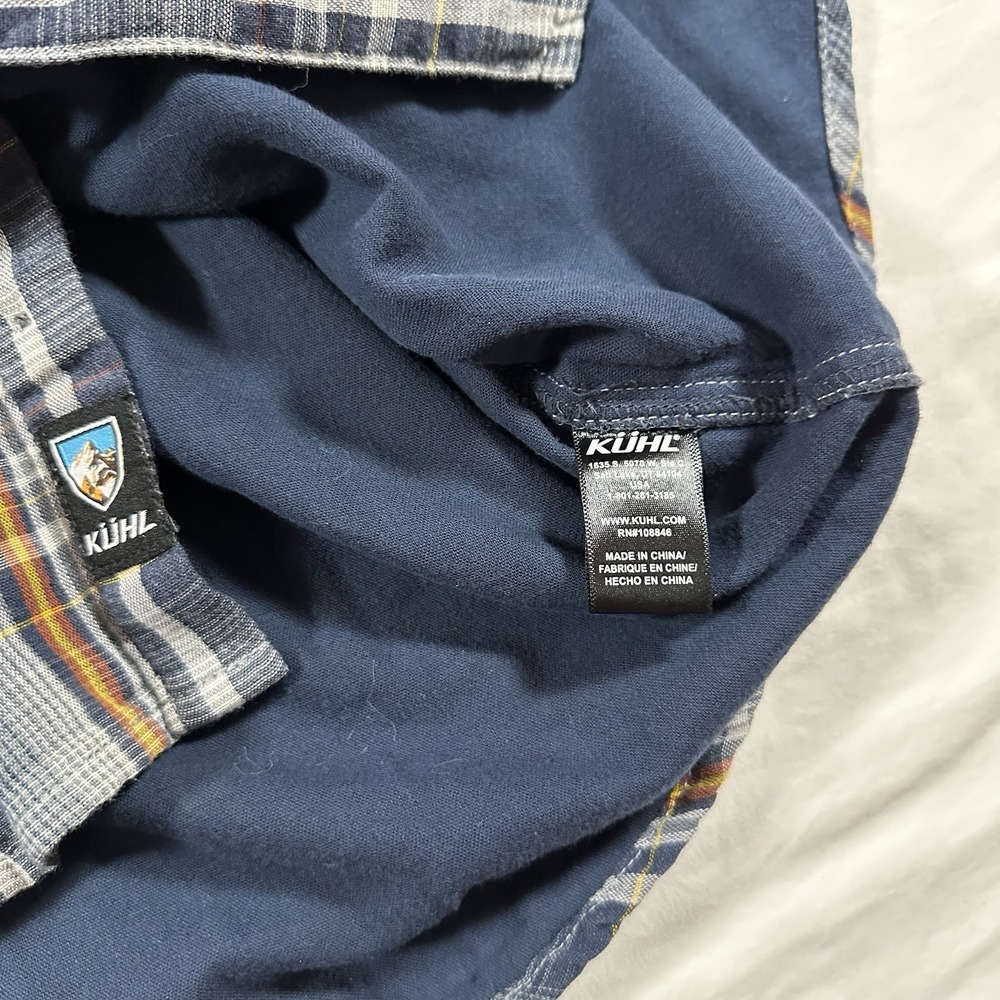 Kuhl The Law Flannel Men's Sz M Blue Plaid Flannel Long Sleeve Button Down Shirt - Picture 7 of 9